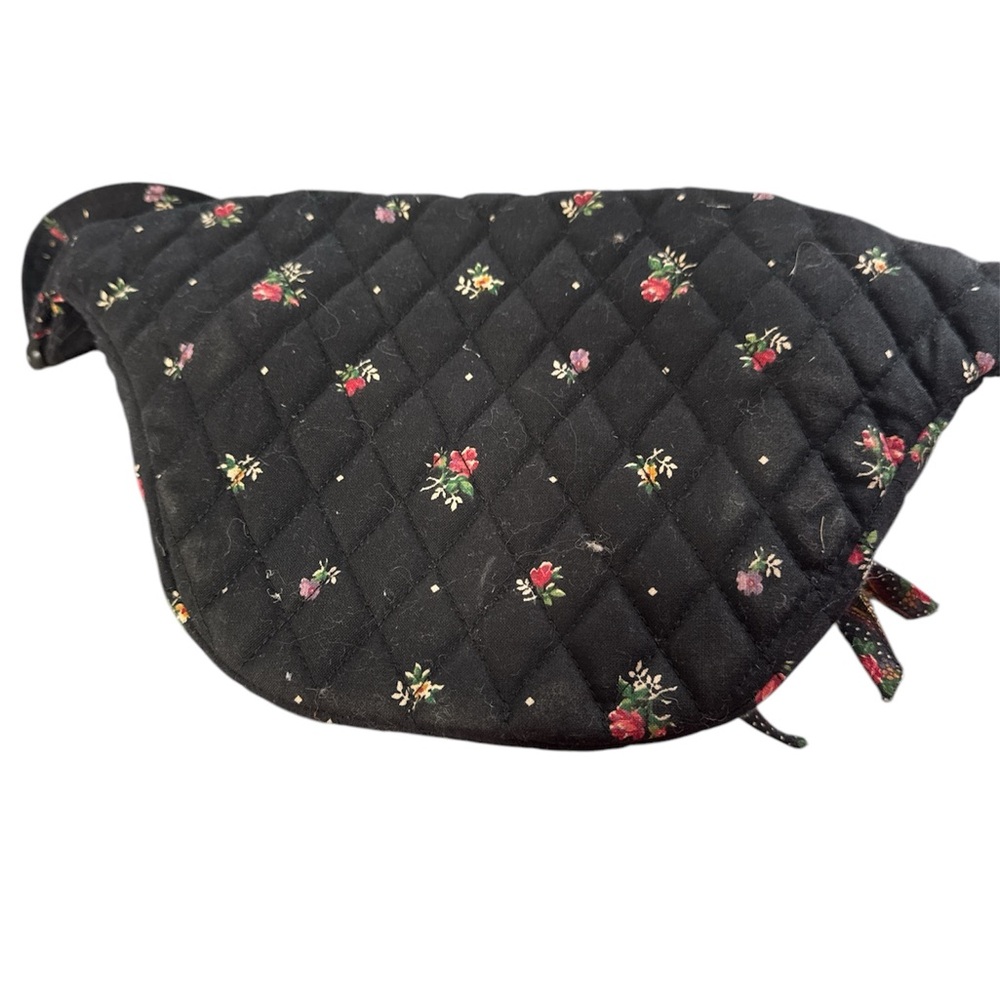 Black Floral Crossbody Bag with Crescent Shape